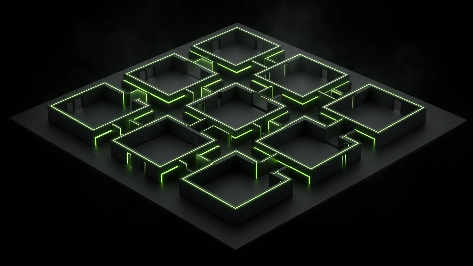Plan du labyrinthe 3D — 6 chambres
